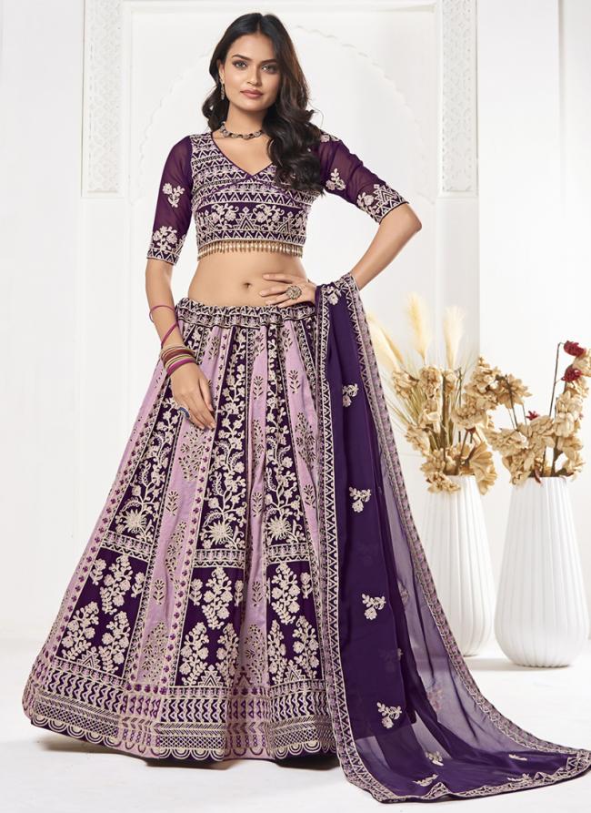 Georgette Purple Party Wear Sequins Work Lehenga Choli